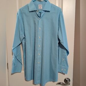 Brooks Brothers Men's Teal Checkered Regent Shirt